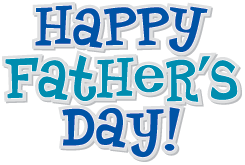 Blue stylized text reading "Happy Father's Day!" with white outline and shadow effect on white background.