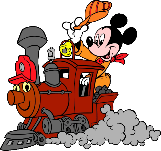 Mickey Mouse on a Classic Steam Train - Disney Vintage Illustration