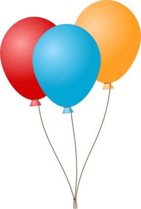 Three colorful balloons-red, blue, and orange-tied together with strings against a white background.