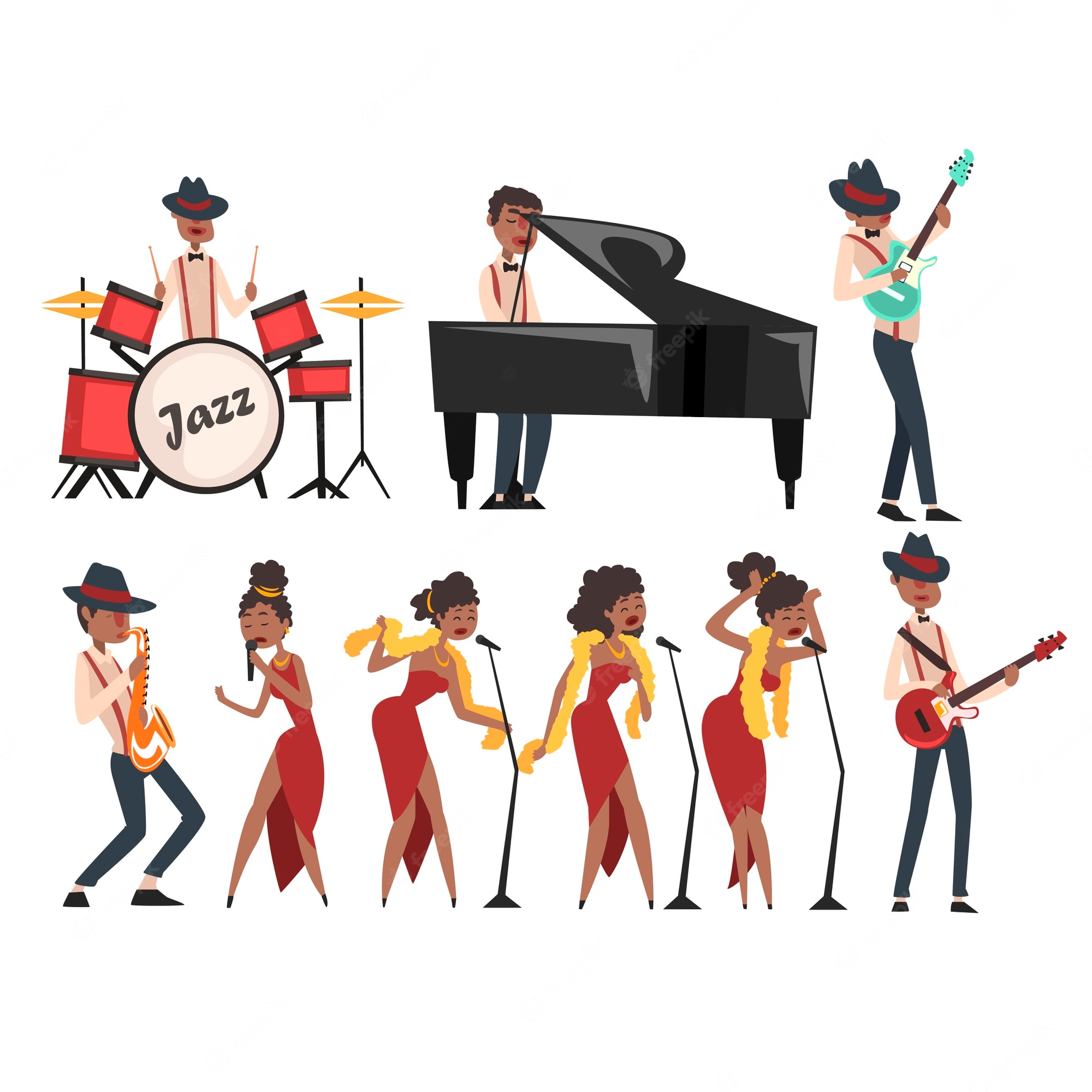 Cartoon Jazz Musician Plays Saxophone Royalty Free SVG, Cliparts - Clip ...