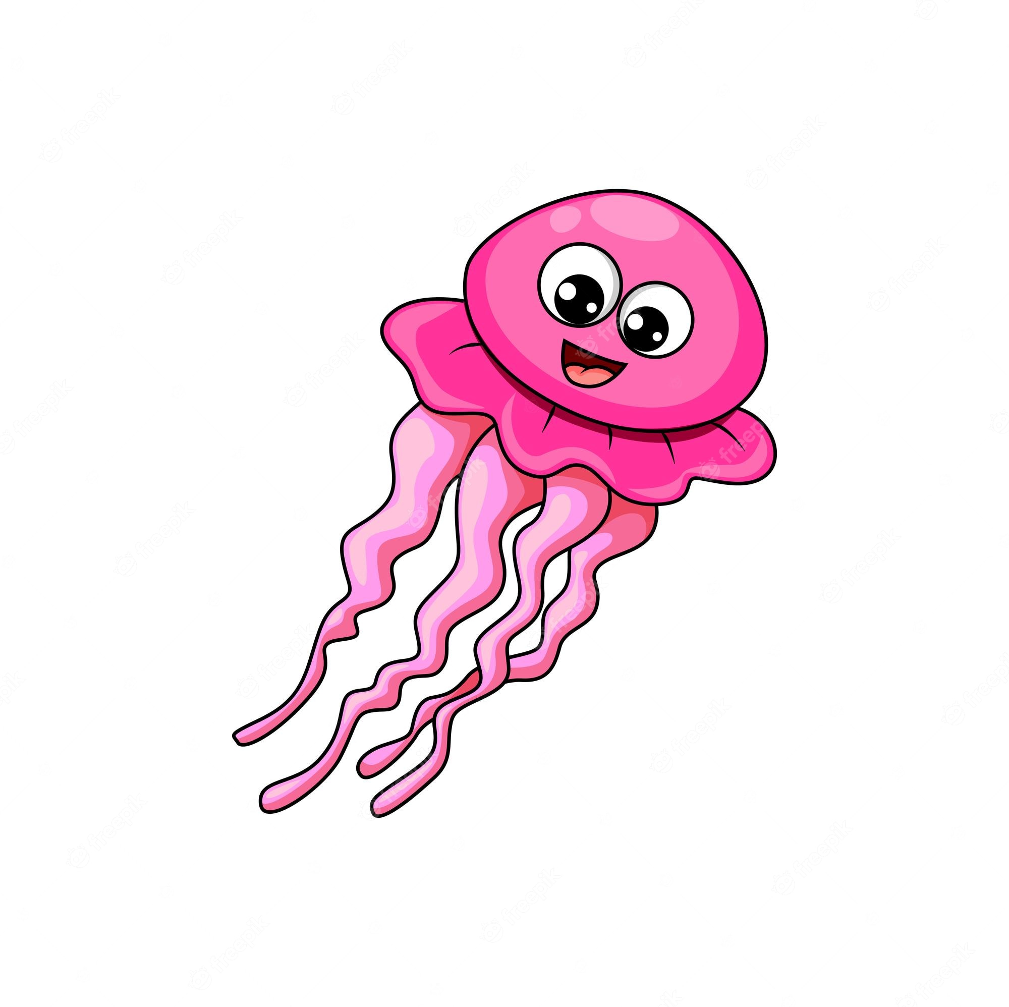 Adorable Pink Jellyfish Cartoon - Free Vector Illustration