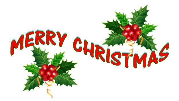 Merry Christmas Greeting Image - Holly & Berries Design