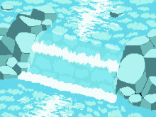 Pixel Art Waterfall Scene - Retro Game-Style Nature Illustration
