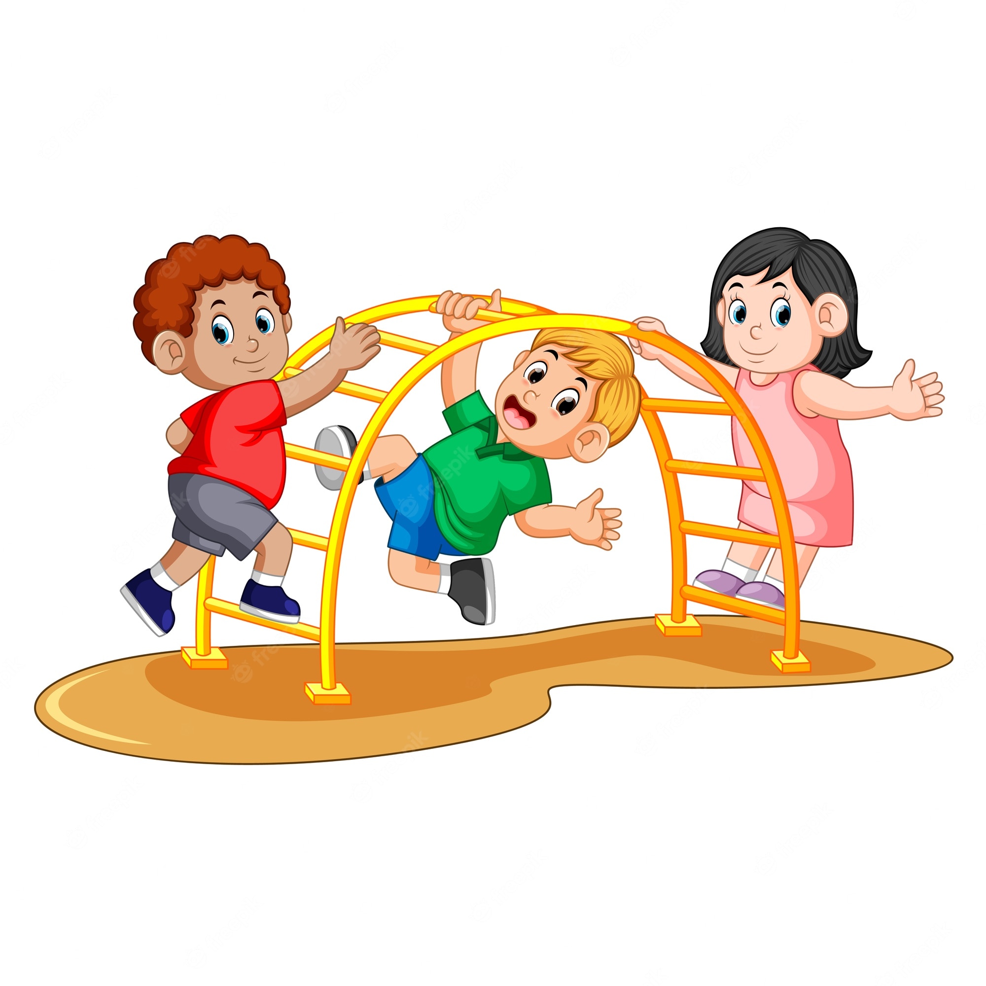 Playing on Monkey Bars at Recess Clip Art - Playing on Monkey Bars ...