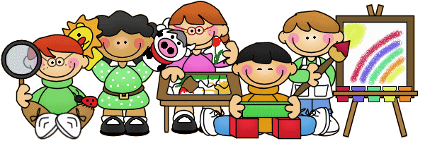 Diverse group of smiling children engaged in creative activities: science, art, reading, and nature exploration.