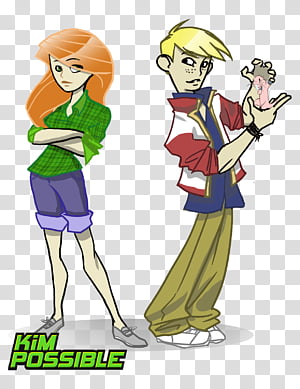 Kim Possible and Ron Stoppable in classic animated style, standing side by side with confident poses.
