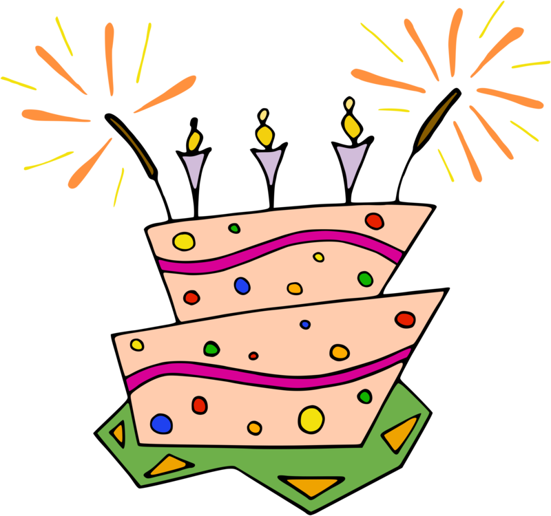 Festive Birthday Cake Illustration - Free Clipart for Celebrations