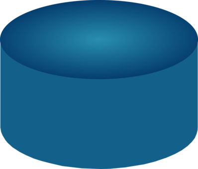 Blue 3D cylinder icon representing a database or data storage system.