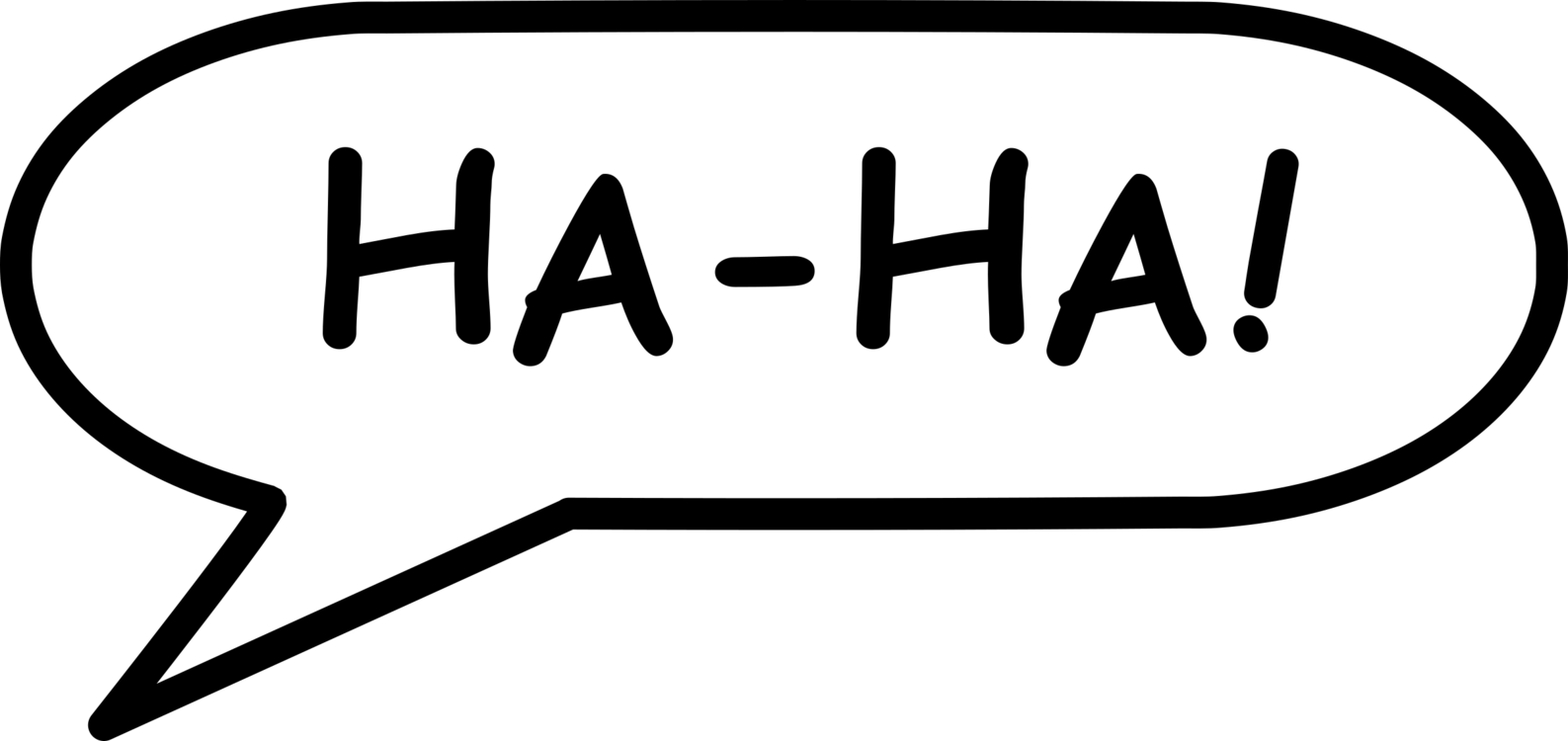 Speech bubble with handwritten "HA-HA!" text, expressing laughter or amusement.