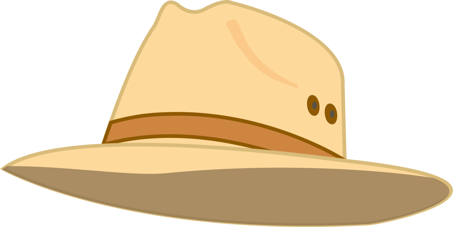 Beige safari hat with brown band and ventilation eyelets, cartoon-style illustration.