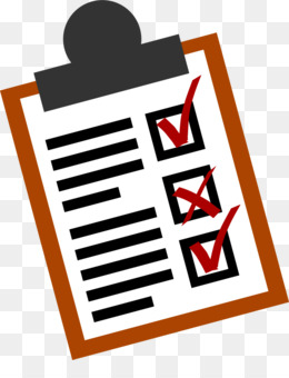 Orange clipboard with black clip holding a checklist; three items with red checkmarks and one with a red X.