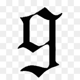 Black gothic-style numeral "9" on transparent background, ornate and stylized with sharp serifs and flourishes.