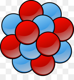 Red and blue spheres clustered together representing protons and neutrons in an atomic nucleus.