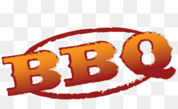 Stylized "BBQ" logo in fiery orange-red gradient with hand-drawn oval stamp effect on transparent background.