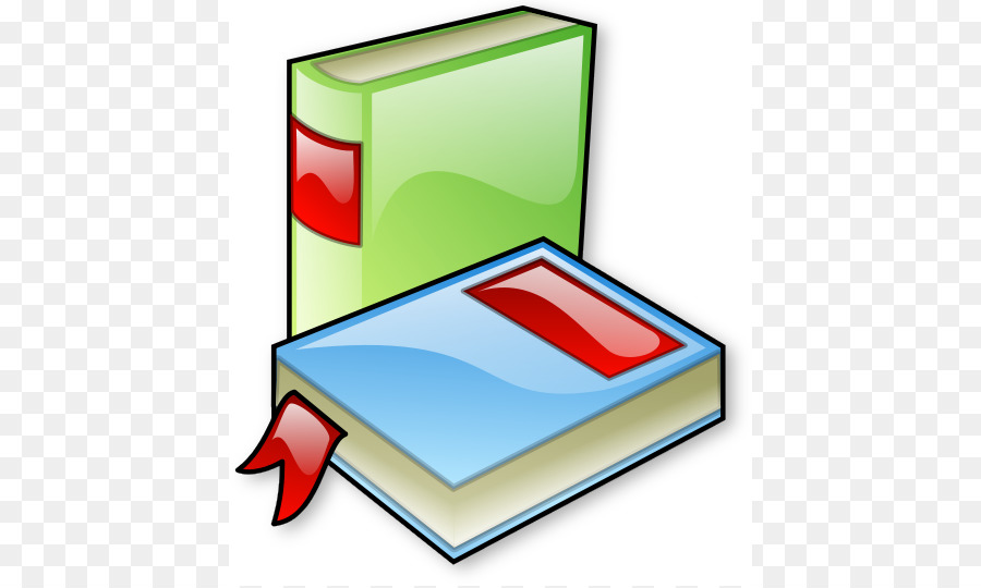 Two illustrated books-one green upright, one blue lying flat-with red bookmarks and glossy covers on transparent background.