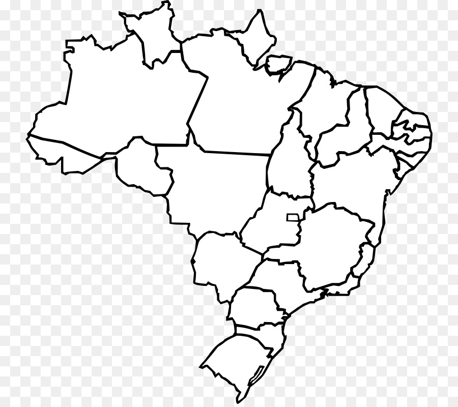 Black-and-white outline map of Brazil showing all 26 states and the Federal District.