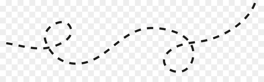 Black dashed wavy line with two loops on transparent background, used as decorative separator or path indicator.