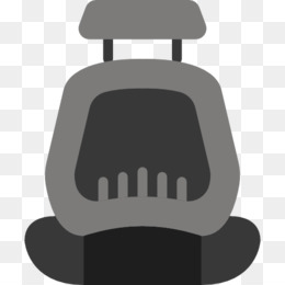 Gray stylized icon of a car seat with headrest and lumbar support, isolated on transparent background.