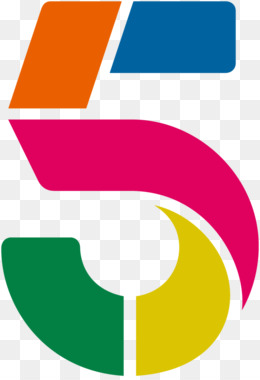 Colorful abstract logo shaped like the number 5 with orange, blue, pink, green, and yellow segments.