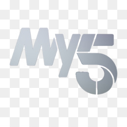 My5 logo in silver-gray gradient on transparent background, stylized modern typography with numeral 5 integrated into design.