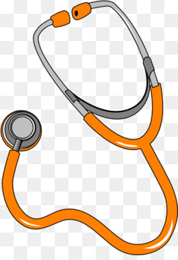 Orange and gray stethoscope illustration on transparent background