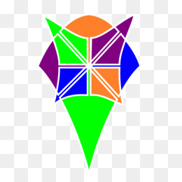 Colorful geometric logo with overlapping triangles in green, purple, blue, orange, and white, forming a star-like shape above a green pointer base.