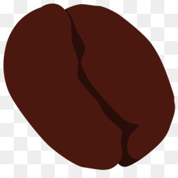 A single roasted coffee bean with a glossy dark brown surface and central crease, isolated on transparent background.