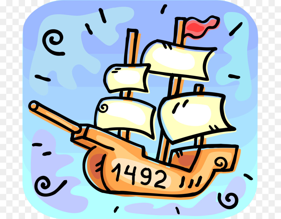 1492 Voyage Ship Illustration - Historical Exploration Art