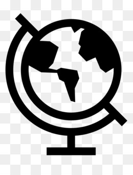 Black silhouette of a globe on a stand with meridian and axis, symbolizing global education or international connectivity.