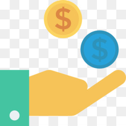 A stylized hand catching or offering two floating dollar coins-one gold, one blue-symbolizing financial support, donations, or money management.