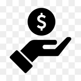 Black icon of an open hand holding a dollar coin, symbolizing financial support or donation.