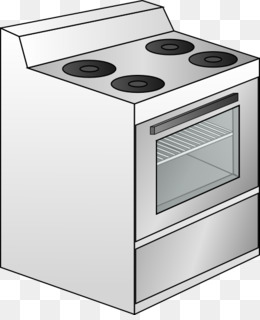 White electric range with four coil burners and glass oven door, front-facing illustration on transparent background.