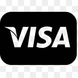 Black rectangular Visa logo with white text and stylized 'V' symbol on transparent background.