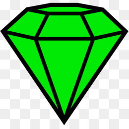 Bright green faceted diamond illustration with black outlines on transparent background.