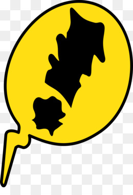 Yellow speech bubble with black abstract shapes, resembling a comic-style explosion or impact symbol.