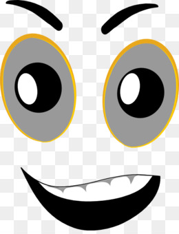 Smiling cartoon face with wide eyes, raised eyebrows, and a big grin-expressing surprise or excitement.