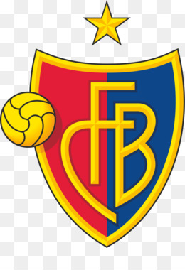 FC Basel football club crest featuring red and blue shield, yellow star, and soccer ball.