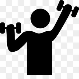 Silhouette of a person lifting dumbbells in a strength training pose.
