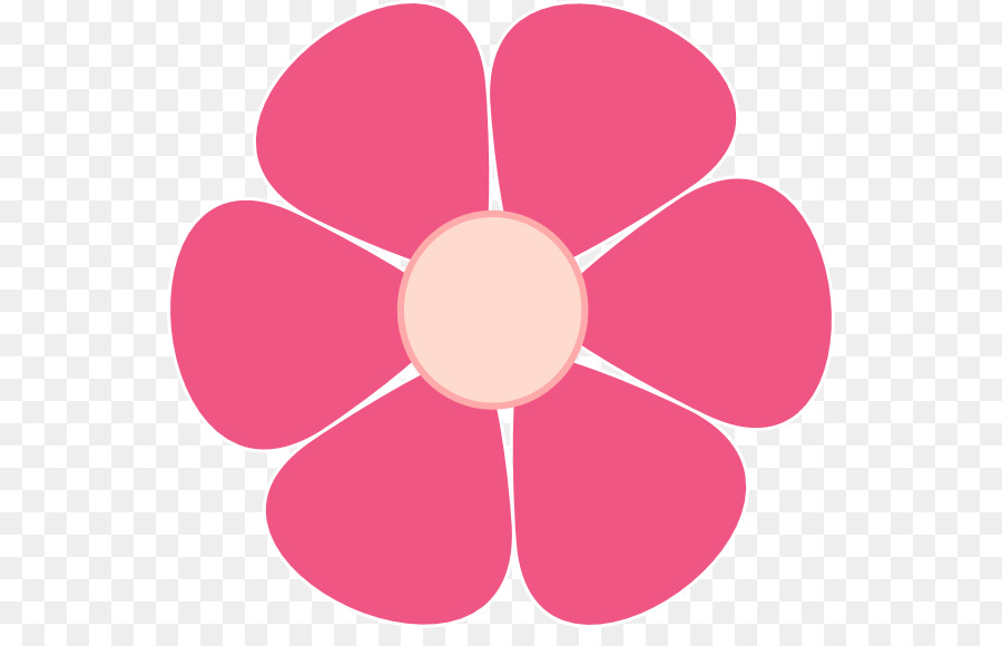 Simple pink five-petal flower with light center on transparent background