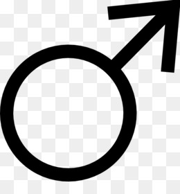 Black male gender symbol (Mars symbol) on transparent background.