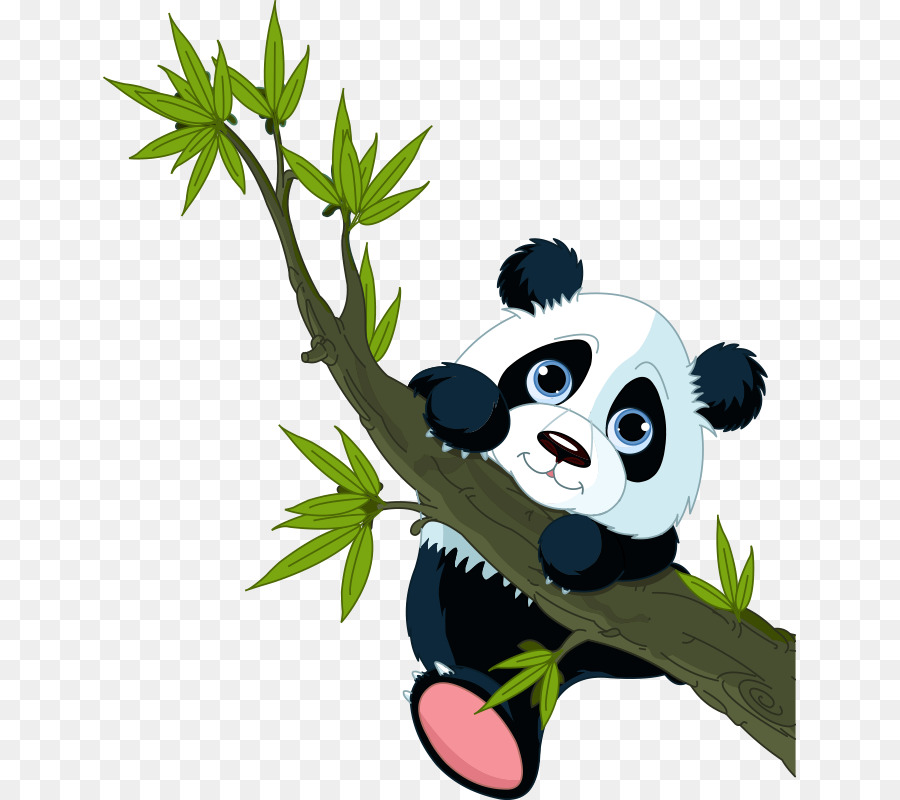 Giant Panda Cartoon Illustration Panda Giant Panda On Bamboo Clip