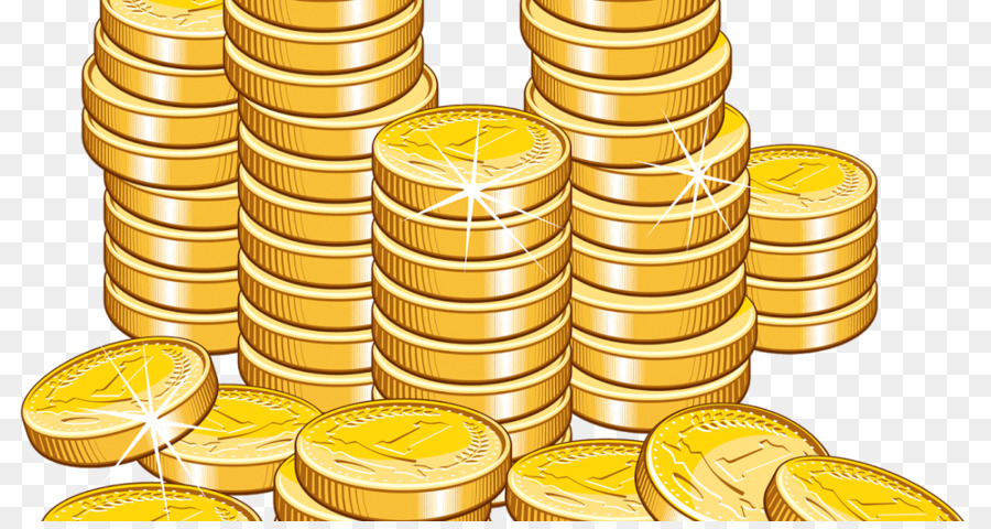 Shiny gold coins stacked in columns with sparkles, symbolizing wealth and financial success.