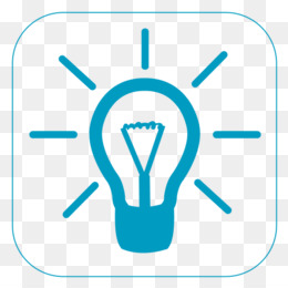Blue line-art lightbulb icon with radiating lines, symbolizing ideas, innovation, or illumination.