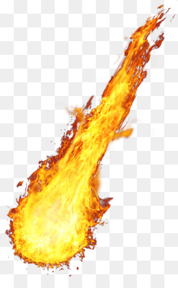 A fiery meteor streaking through the sky with bright orange and yellow flames trailing behind it.