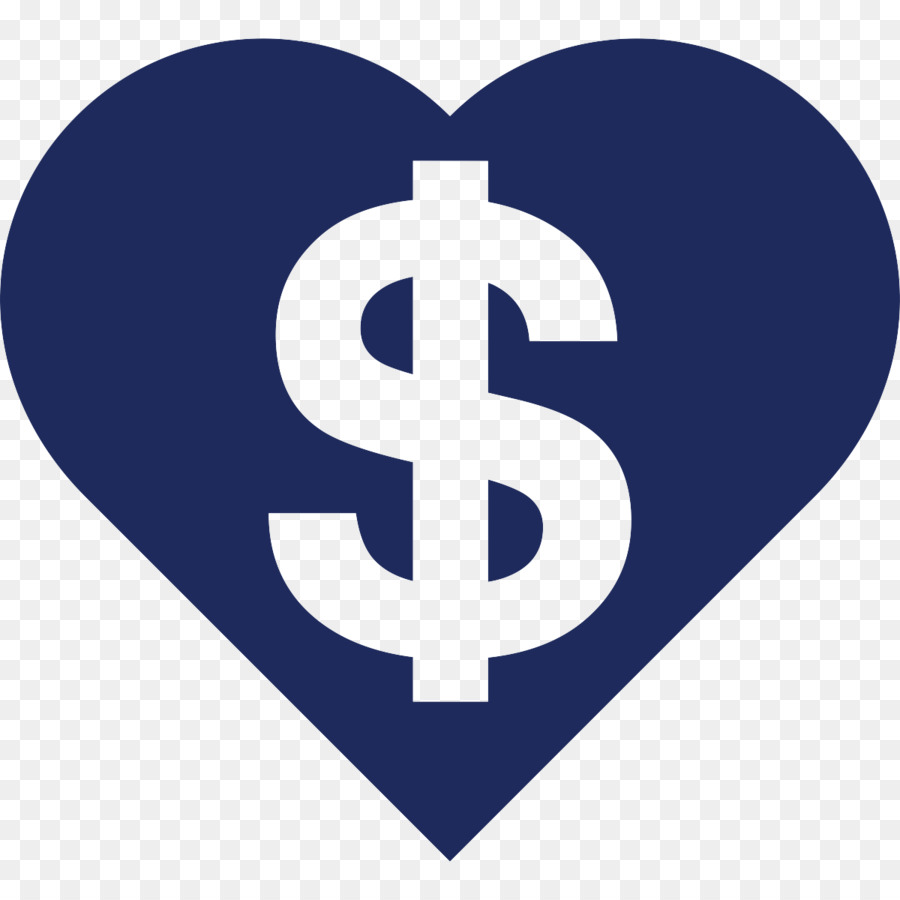 Blue heart with white dollar sign symbolizing charitable giving or financial love.