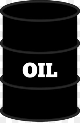 Black oil barrel with bold white "OIL" text, stylized vector illustration.