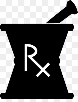 Black mortar and pestle icon with white Rx pharmacy symbol inside, representing pharmaceutical compounding or prescription preparation.