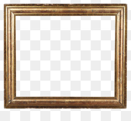Vintage ornate wooden picture frame with gold leaf finish and distressed texture, isolated on transparent background.