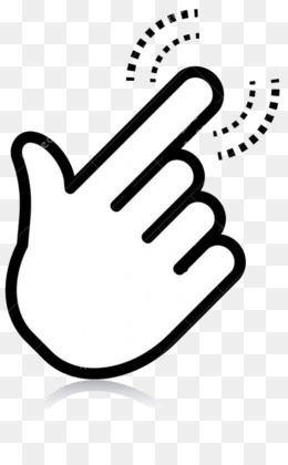 Black outline hand cursor icon clicking, with dotted ripple effect indicating interaction on transparent background.