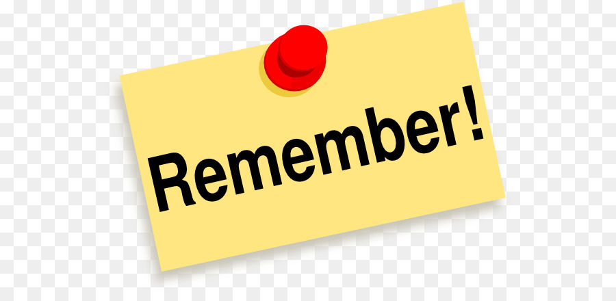 Yellow sticky note with "Remember!" in bold black text, pinned by a red thumbtack on transparent background.